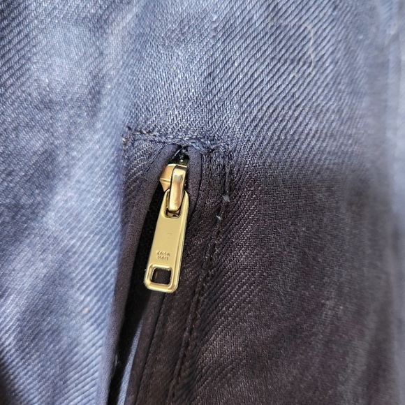 ZARA Blue linen moto jacket Size M - Picture 4 of 10